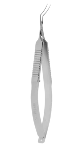 Capsulorhexis Forceps, Curved Thin Shaft, Cross-Action Ripped Handle